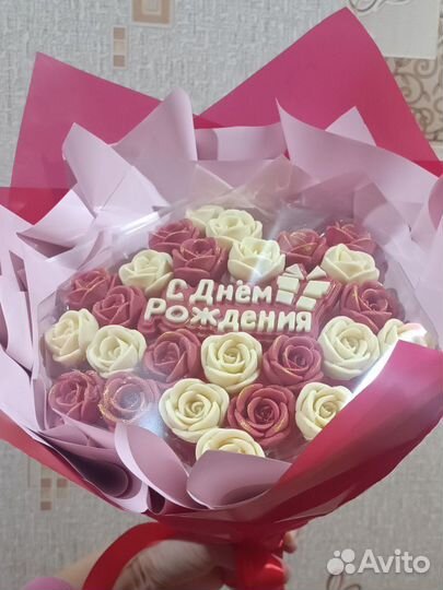 Розы,шоколад,букет,конфеты,ручная работа