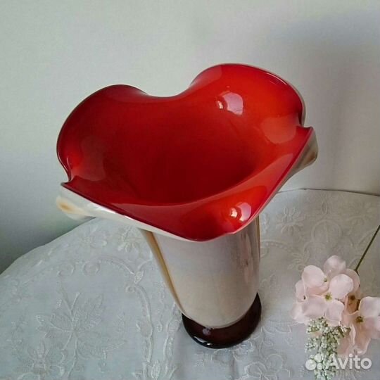 Винтаж Цв /стекло Вазы Красный май Неман Стрыйск