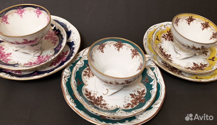 Чайные трио коллекционные (фарфор Schierholz гдр)