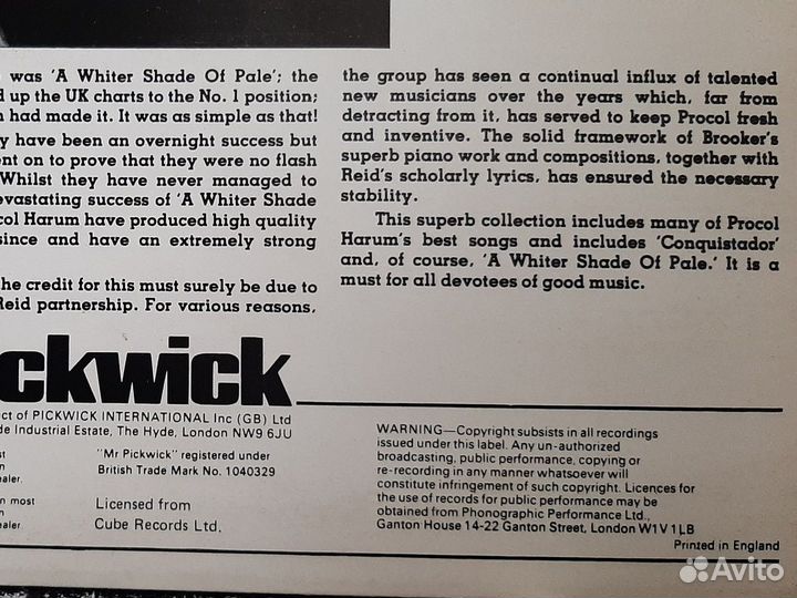 Procol Harum–Greatest Hits Vol.1 (1978, England)