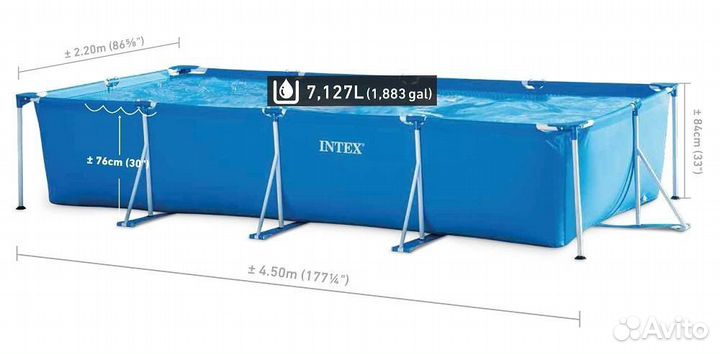 Каркасный бассейн 450х220х84 см intex 28273