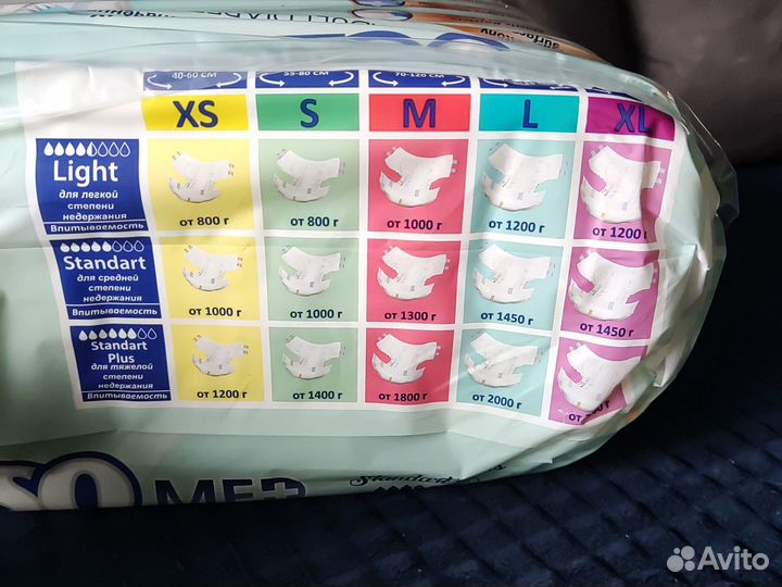Памперсы для взрослых размер m по 30 штук