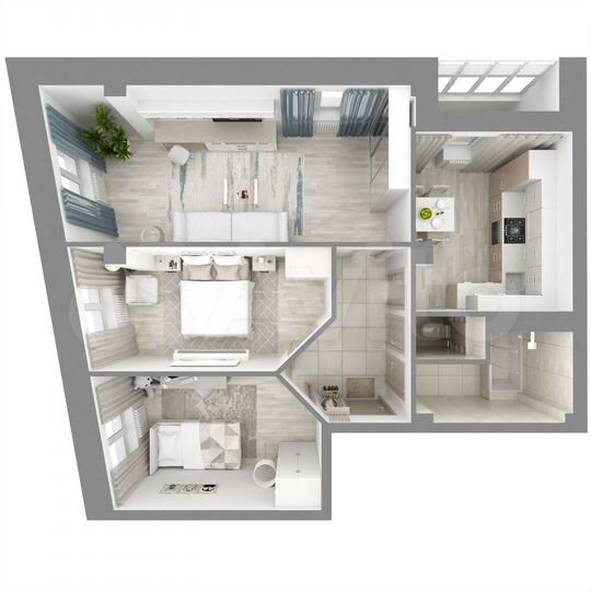 3-к. квартира, 66,6 м², 16/16 эт.