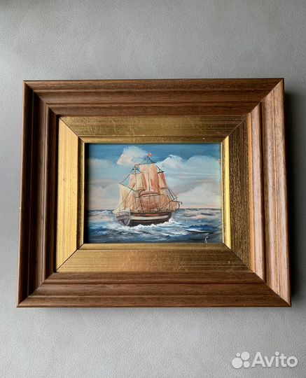 Картина миниатюра живопись масло Италия винтаж