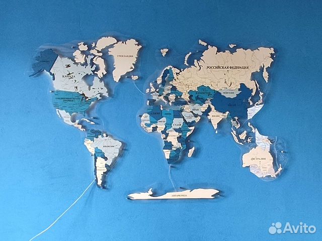 Деревянная карта мира на стену Джозани