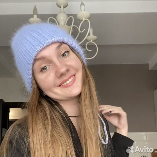 Шапка женская вязаная из пуха норки