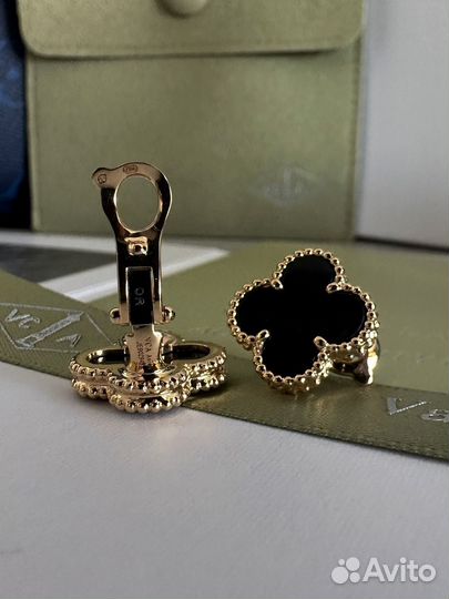 Серьги van cleef alhambra оникс
