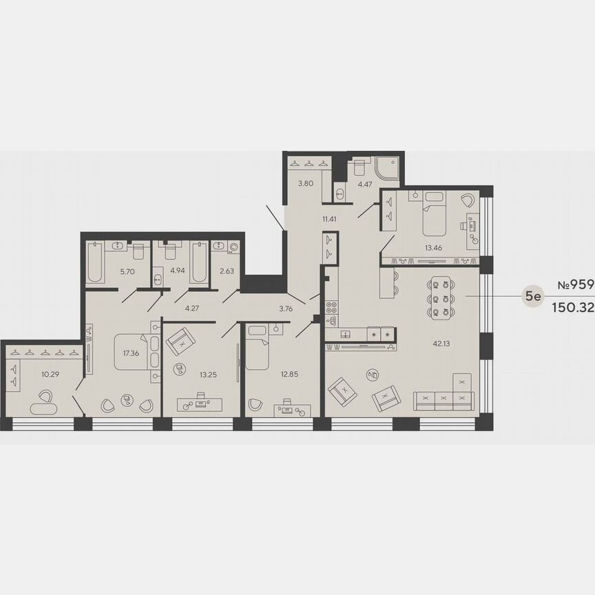 4-к. квартира, 150,3 м², 16/18 эт.