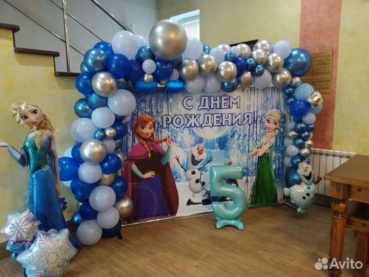 Фотозона Холодное сердце баннер и каркас аренда