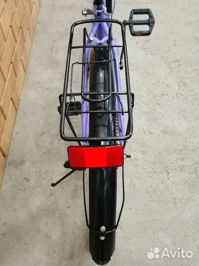 Велосипед складной с багажником и корзинкой,фиолет