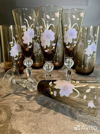 Бокалы Суздаль и стаканы, ваза. гхз Муратов Чехия