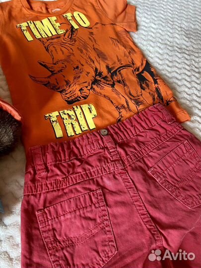 Вещи на мальчика 92 яркие футболка шорты панама