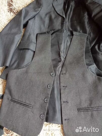 Пиджаки+жилет ы, цвет серый
