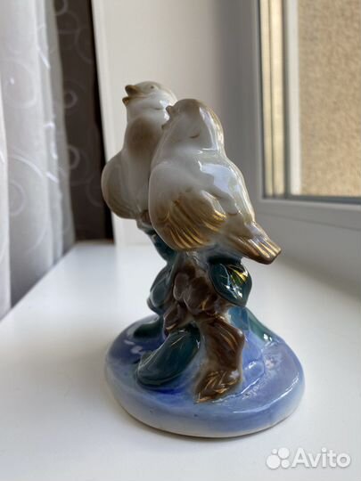 Фарфоровая статуэтка СССР Гжель Птички Песнопения