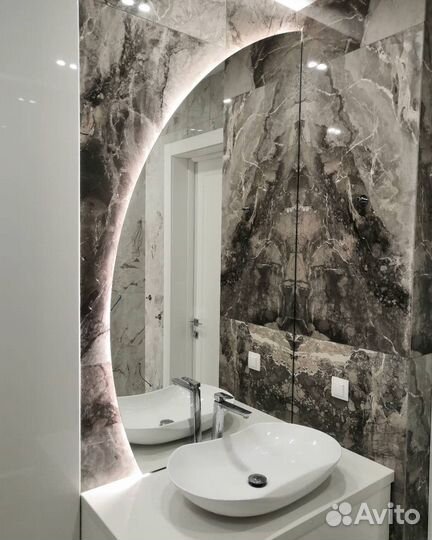 Зеркало с подсветкой в ванную полукруглое Zara