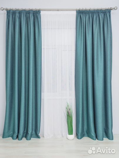 Готовые шторы димаут рогожка под лен