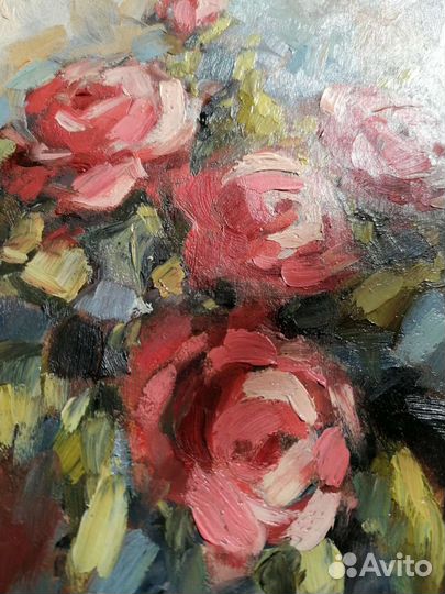 Картина маслом букет роз