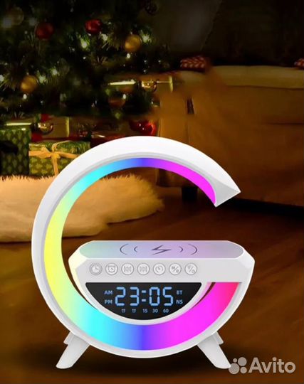 Светильник 4в1 ночник беспроводная зарядка колонка