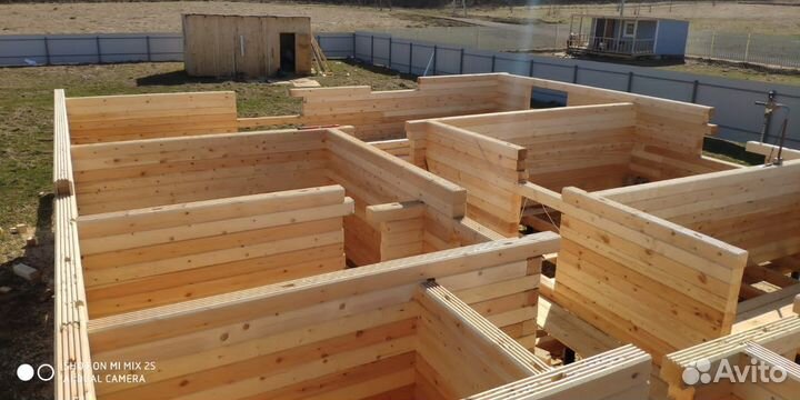 Брус профилированный с чашками из сосны 230х250