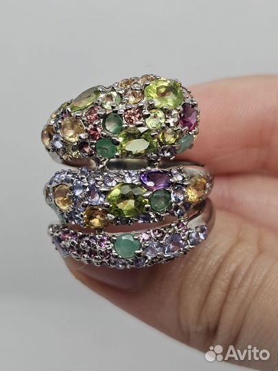 Серебряное кольцо змейка микс