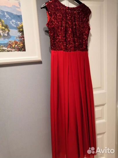 Платье красное вечернее платье с пайетками