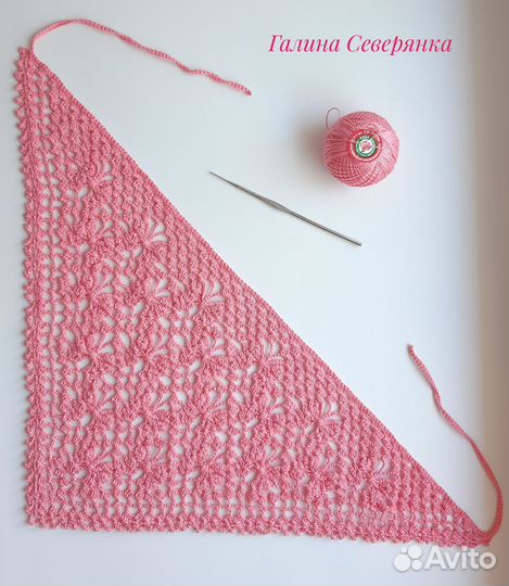 Вязаная косынка летняя узор Бабочки