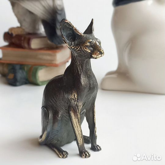 Бронзовая статуэтка кота. Бронзовый сфинкс. Литьё