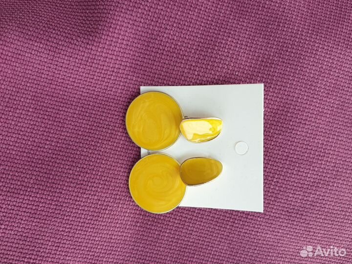 Серьги жёлтые, бижутерия