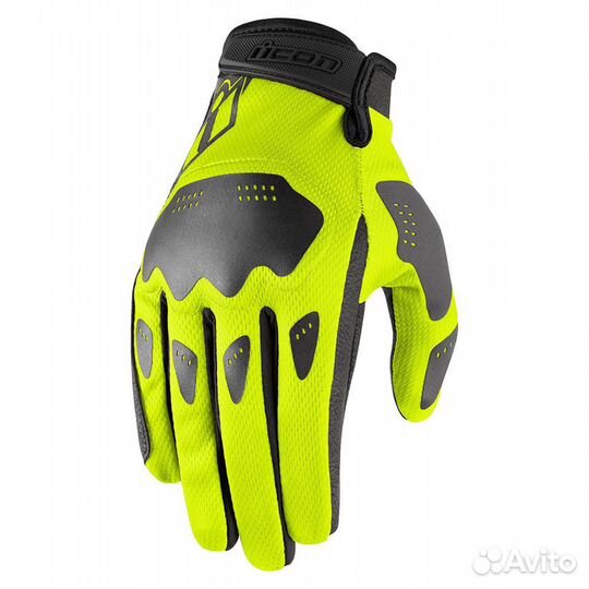 Icon Hooligan Hi-Viz мотоперчатки желтые
