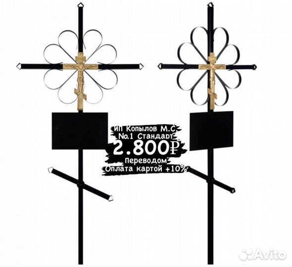 Крест металлический на могилу. Табличка на крест