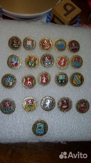 Значки золотое кольцо полная серия 21 штука