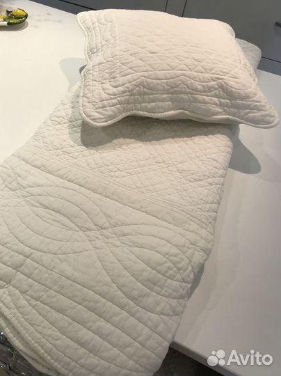 Хлопковое покрывало стеганное белое 140*200