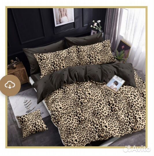 Постельное белье 2 спальное с котятами и леопард