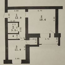 1-к. квартира, 48,5 м², 2/5 эт.