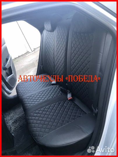 Чехлы Hyundai Solaris 2 из экокожи чёрные Ромб