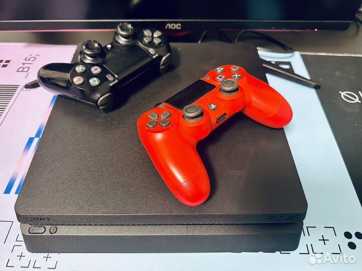 PS4 slim / 80 игр / FIFA / 2 геймпада