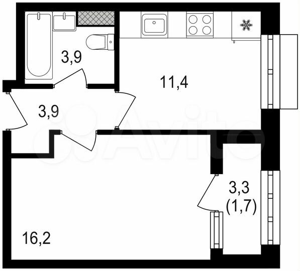1-к. квартира, 37,1 м², 8/15 эт.