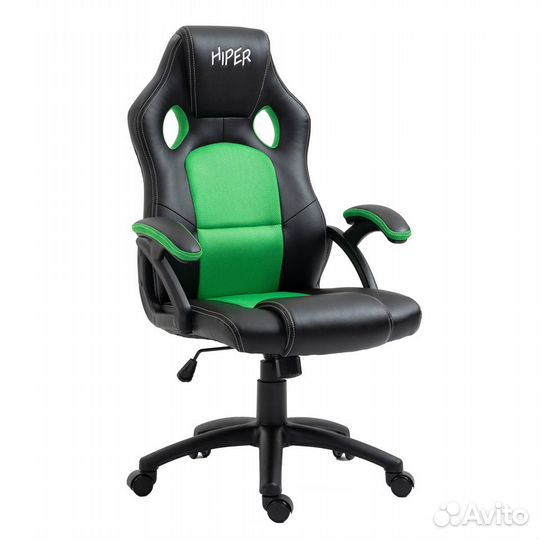 Игровое кресло hiper HGC005, черный/зеленый