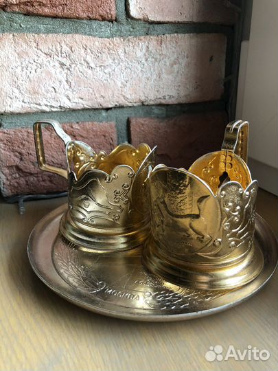 Подстаканники и поднос СССР