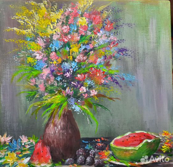 Картина С цветами, картина натюрморт С цветами