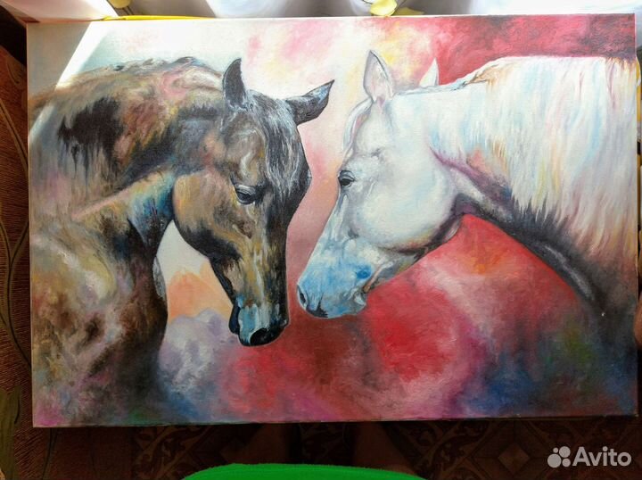 Картина маслом на холсте Кони