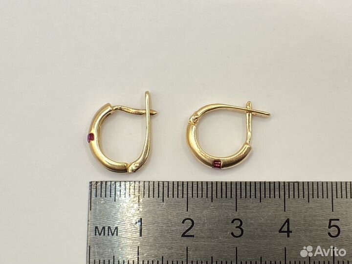 Золотые серьги 585 с рубинами 0,14 ct