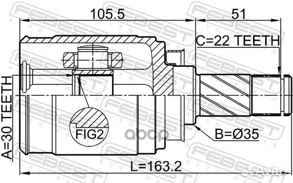 Шрус внутренний правый 30X35X22 подходит для CH