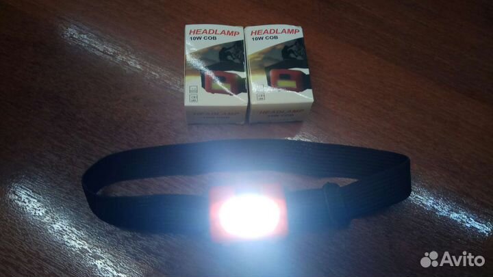 Налобный фонарь с COB диодом и батарейками