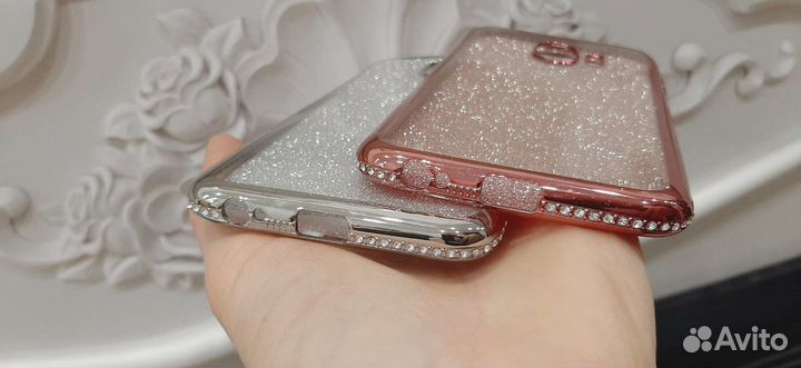 Чехол силикон со стразами для Samsung Galaxy J4 SM