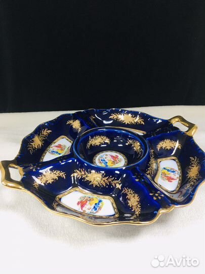 Менажница фарфор кобальт Чехия