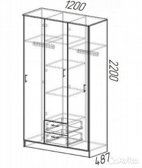 Шкаф Трио Белый гладкий