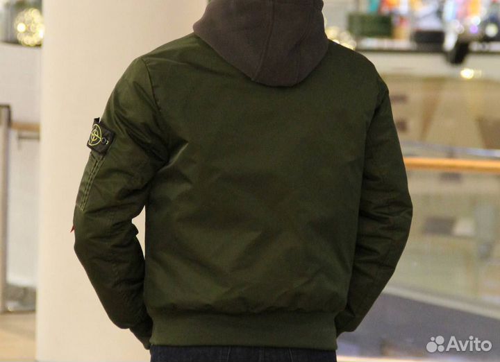 Бомбер stone island зеленый