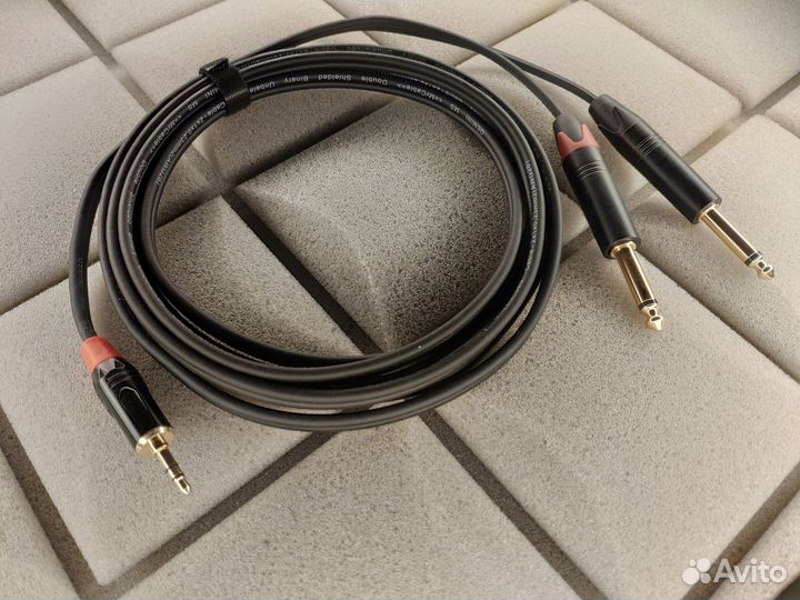 Шнур Jack 3,5 st - 2 Jack 6,3 mono Gemini MS