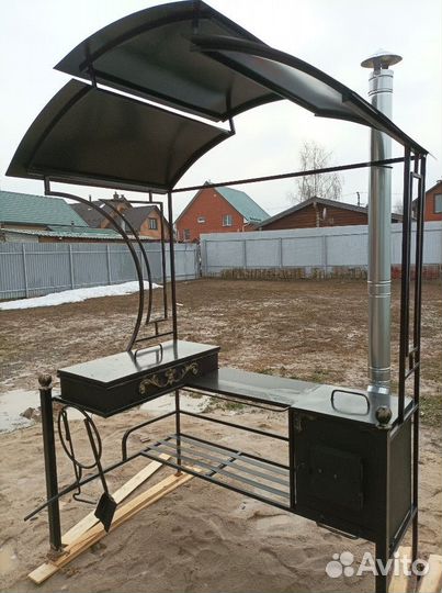 Кованый мангал с печкой